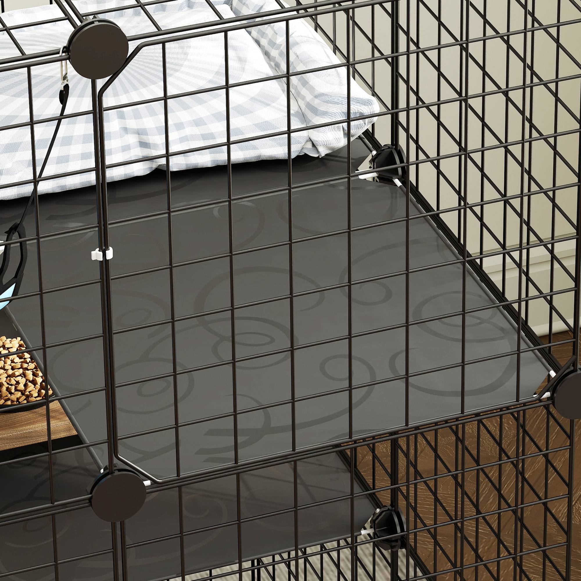 Cage chat modulable acier 3 niveaux enclos intérieur hamac 70x70x105cm noir - ComfortXL Outdoor Living - Image 10