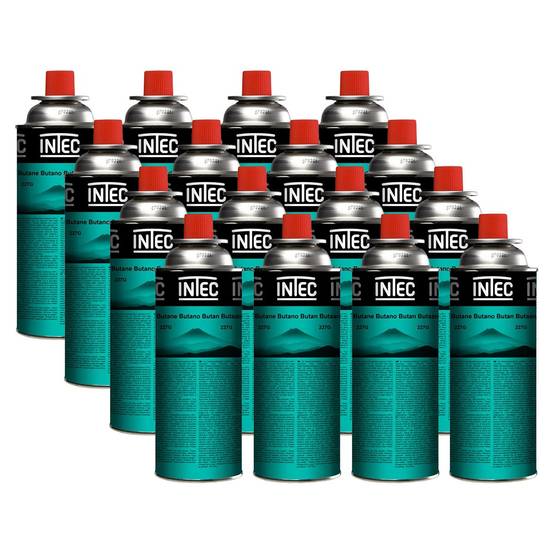 Pack 16 Bouteilles de gaz Butane 250 g Cartouche gaz Camping Compacte Encliquetable Réchaud Désherbeur Barbecue INTEC - Image 1