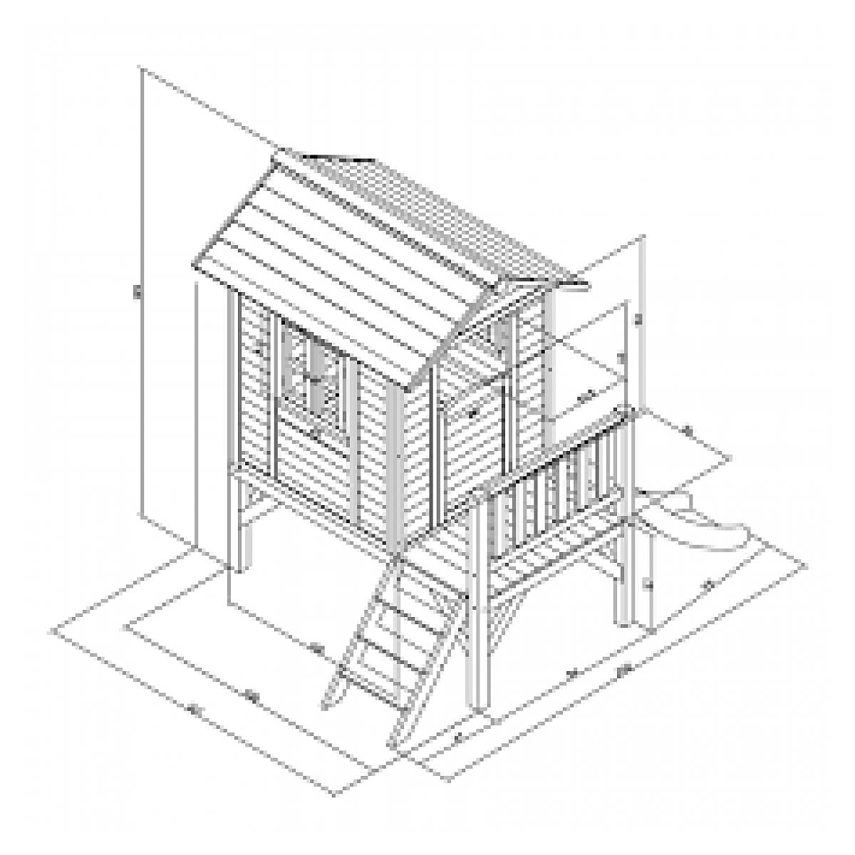 Maisonnette Classic avec Toboggan Bleu - Idéal pour le Jeu Extérieur - Image 3