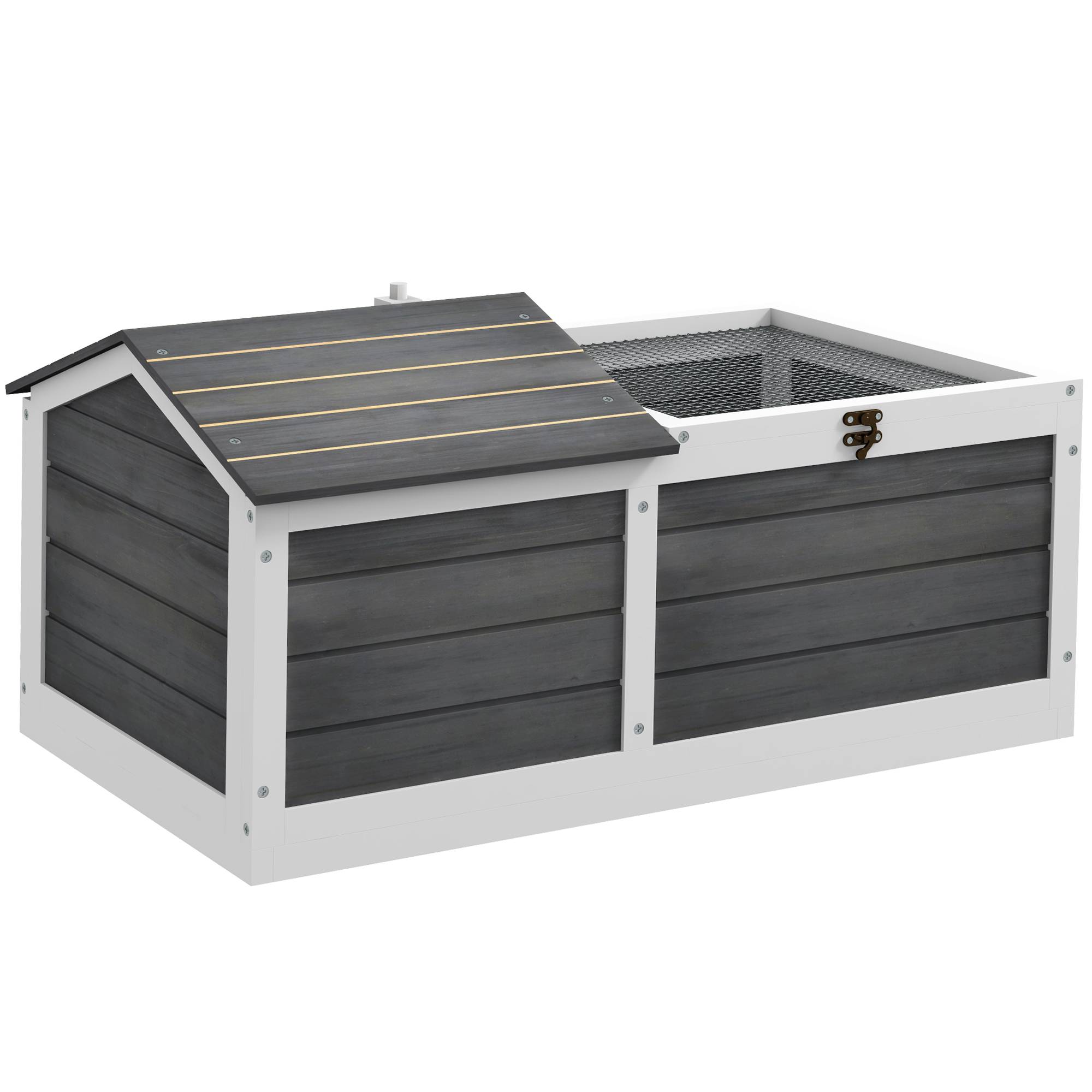 Sans Marque - Maison enclos cage pour petit animal tortue avec 2 espaces 86 x 54 x 43 cm - bois de sapin - Image 2