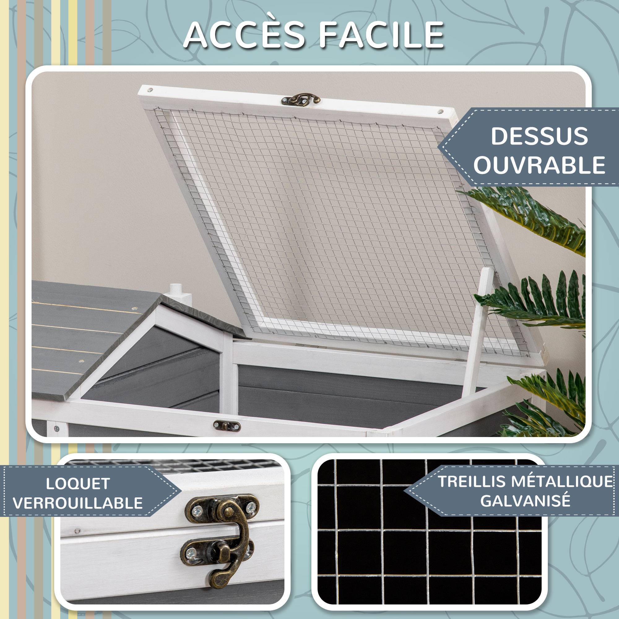 Sans Marque - Maison enclos cage pour petit animal tortue avec 2 espaces 86 x 54 x 43 cm - bois de sapin - Image 7