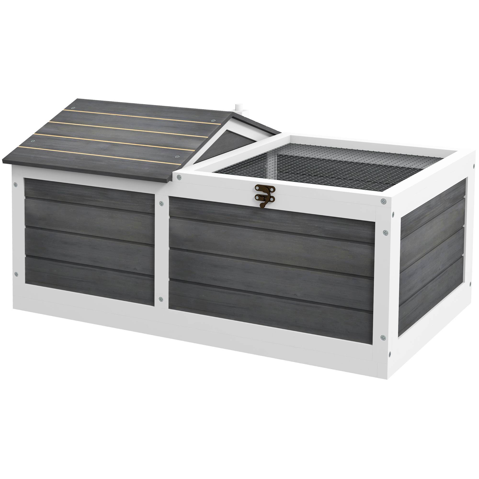 Sans Marque - Maison enclos cage pour petit animal tortue avec 2 espaces 86 x 54 x 43 cm - bois de sapin - Image 1