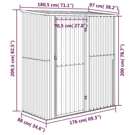 Vidaxl - Abri de jardin 180,5 x 97 x 209,5 cm Acier galvanisé Aspect bois vidaXL 150906 - Image 3