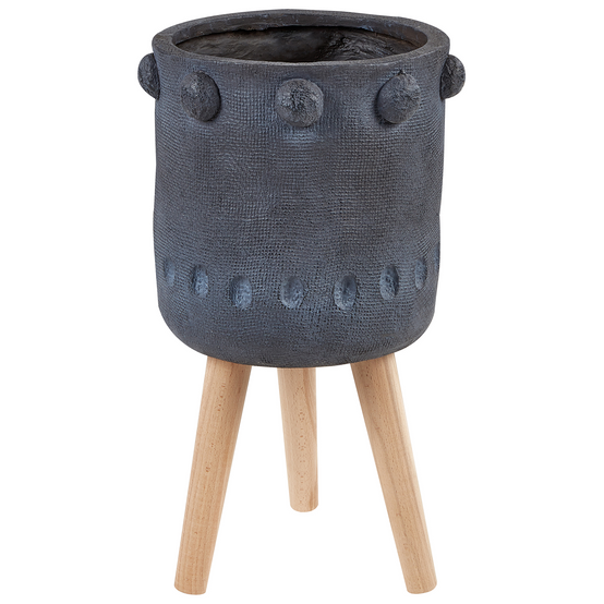 Cache-pot d'extérieur Fibre d'argile Gris graphite BRUNNERA - Beliani - Image 1