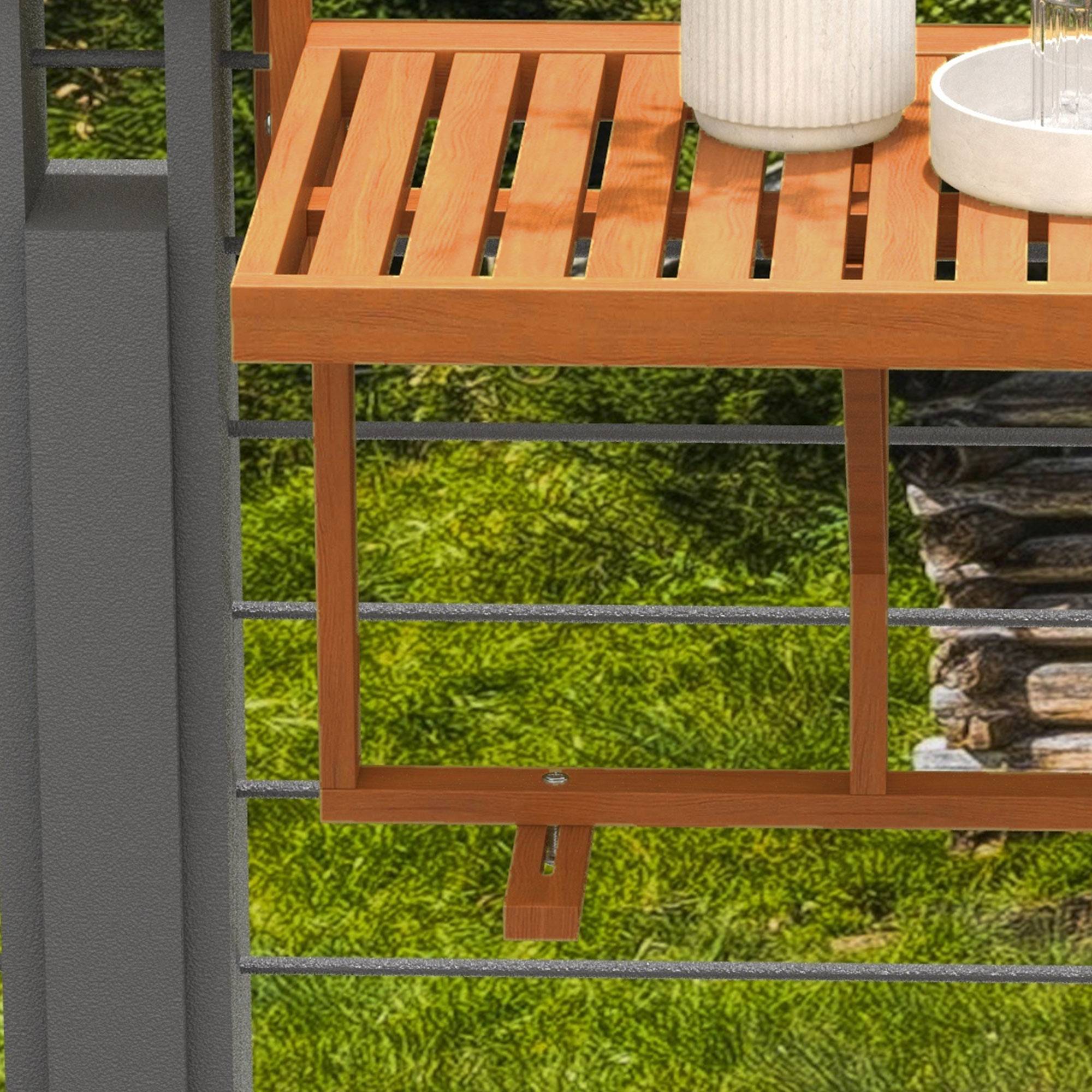Table de balcon pliante bois naturel 68 x 65 x 55 cm - PANGIVO - Image 9