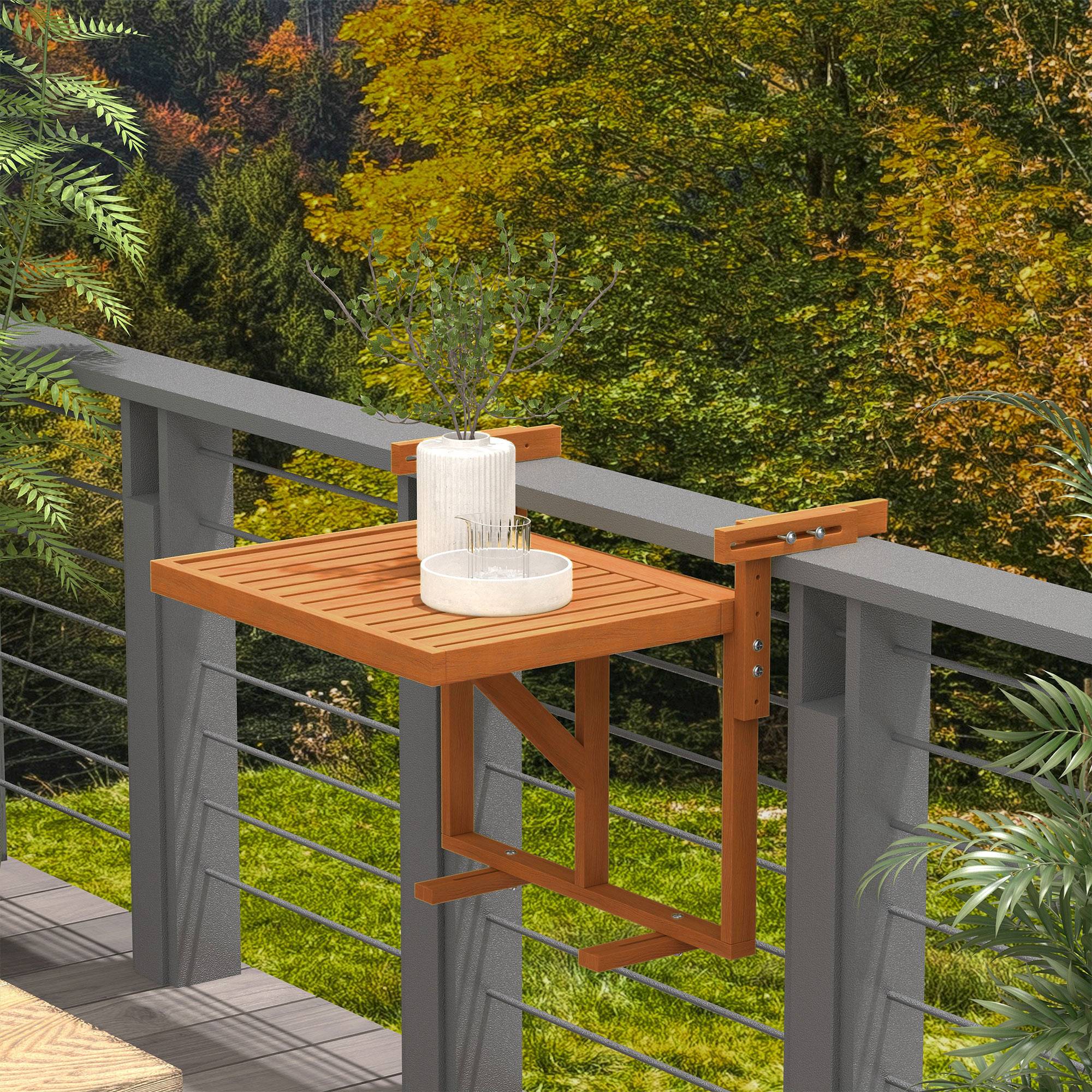 Table de balcon pliante bois naturel 68 x 65 x 55 cm - PANGIVO - Image 3