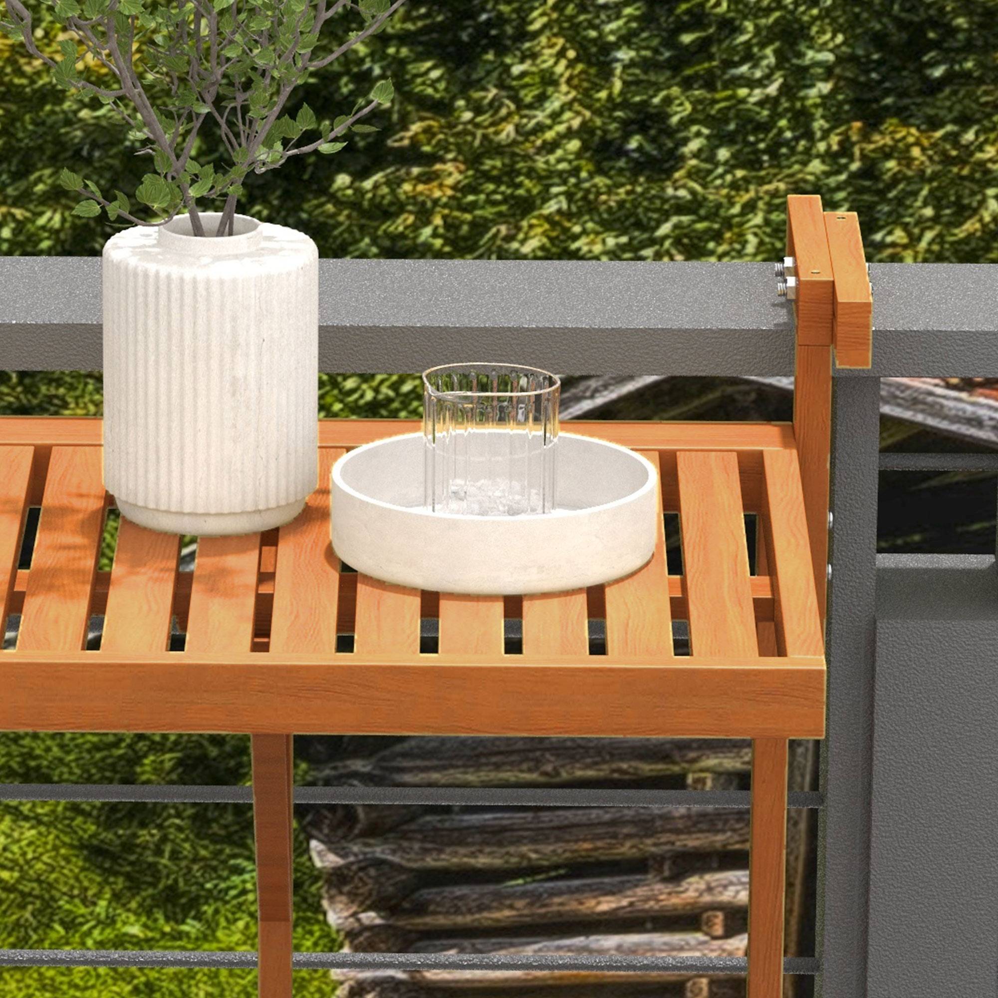 Table de balcon pliante bois naturel 68 x 65 x 55 cm - PANGIVO - Image 8