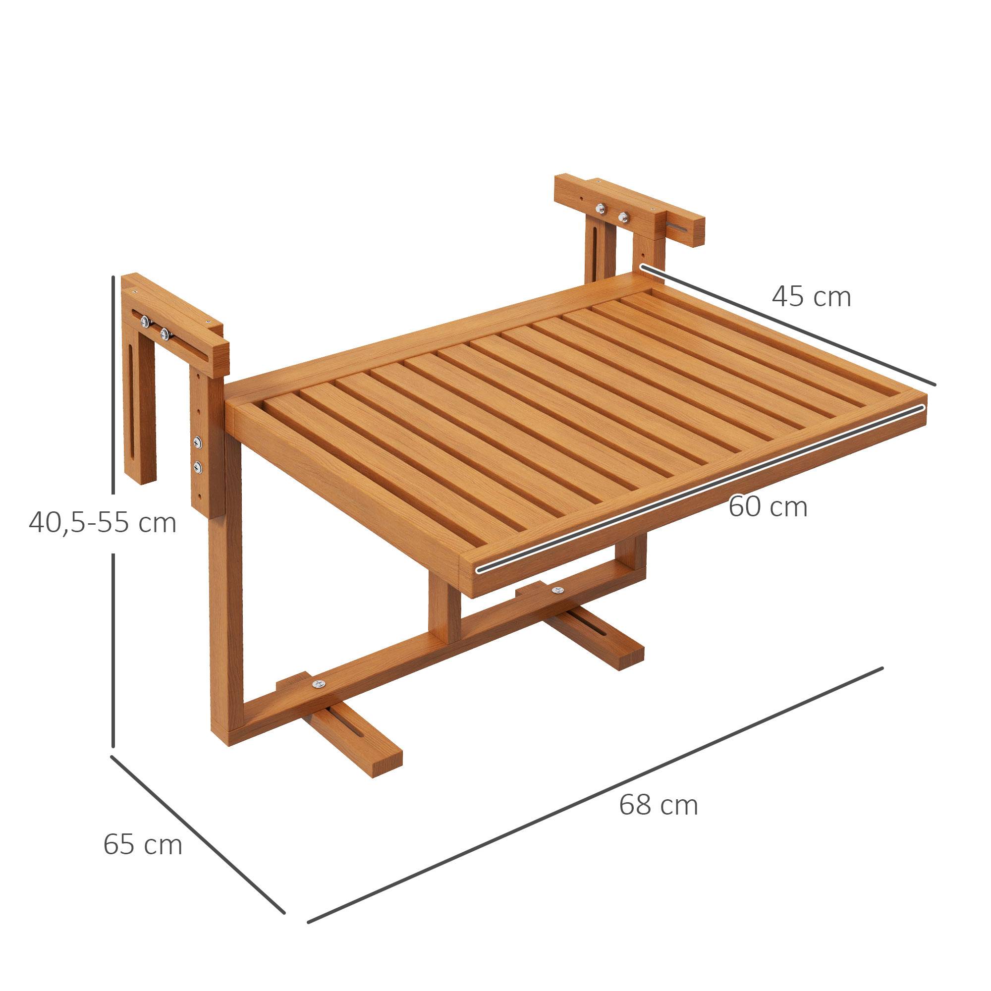 Table de balcon pliante bois naturel 68 x 65 x 55 cm - PANGIVO - Image 5