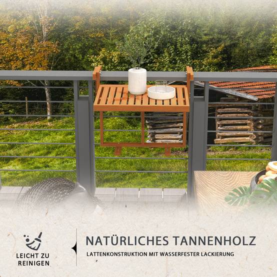Table de balcon pliante bois naturel 68 x 65 x 55 cm - PANGIVO - Image 7