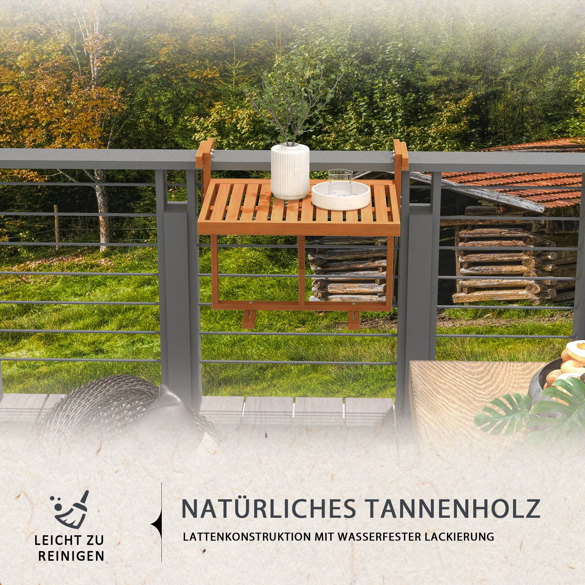 Table de balcon pliante bois naturel 68 x 65 x 55 cm - PANGIVO - Image 7