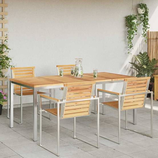 Table à manger Bois de Teck Massif Marron 180 x 90 x 75 cm - PANGIVO - Image 4