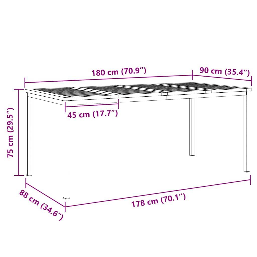 Table à manger Bois de Teck Massif Marron 180 x 90 x 75 cm - PANGIVO - Image 8