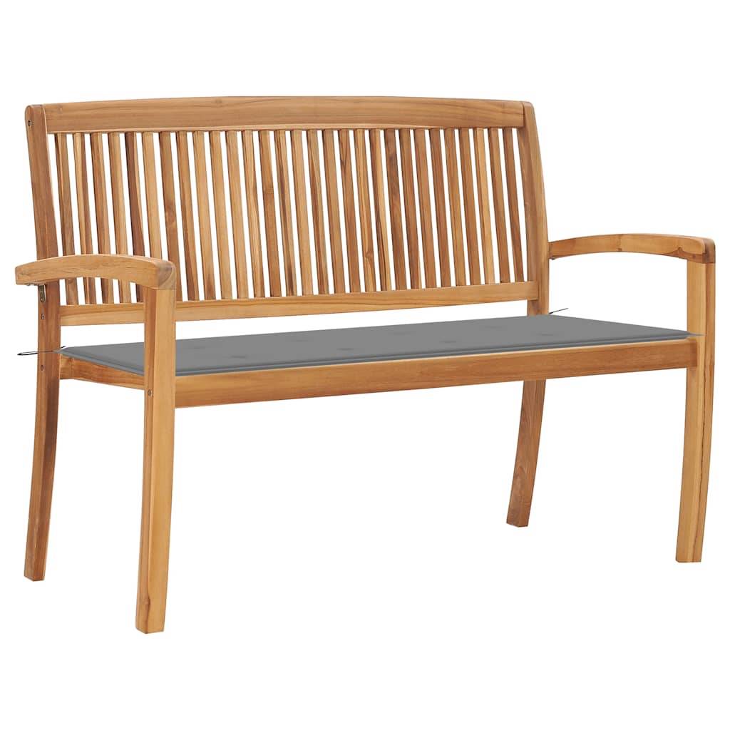 PANGIVO - Banc de jardin bois de teck naturel et gris 128.5 x 57.5 x 90 cm - PANGIVO - Image 1