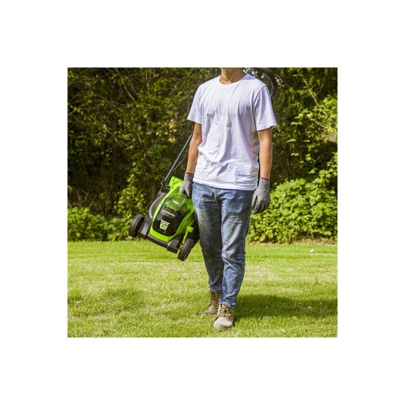 Greenworks - Tondeuse à gazon poussée Brushless 33cm 24V GREENWORKS - Batterie 2,0Ah - Chargeur - GD24LM33K2 - Image 2