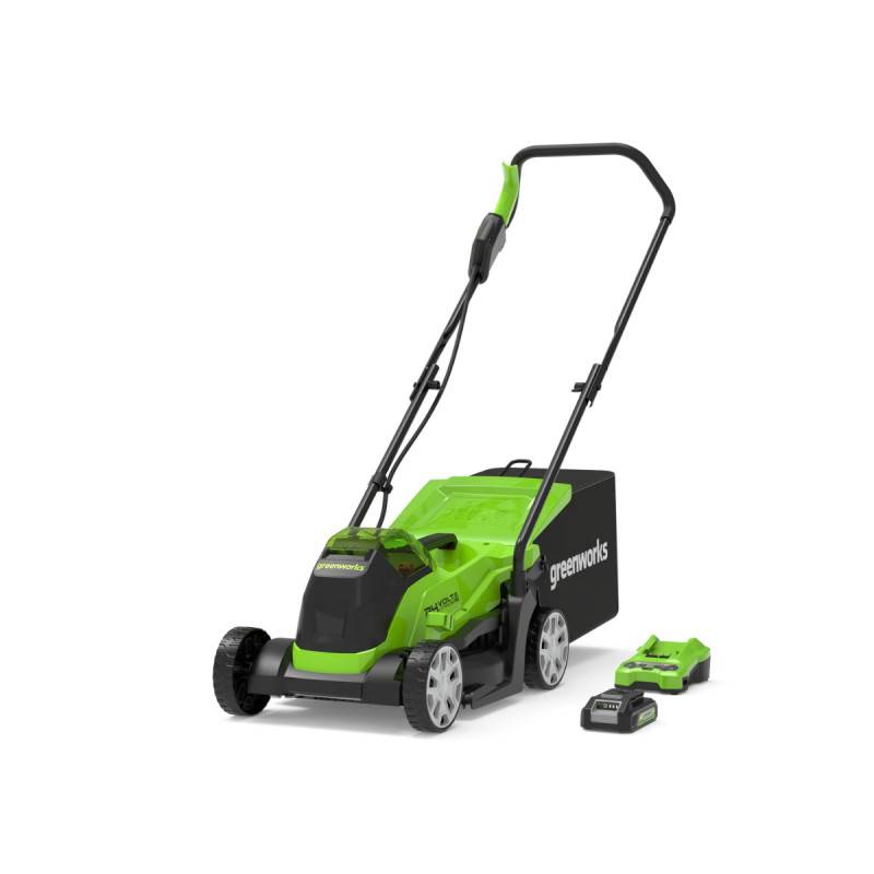 Greenworks - Tondeuse à gazon poussée Brushless 33cm 24V GREENWORKS - Batterie 2,0Ah - Chargeur - GD24LM33K2