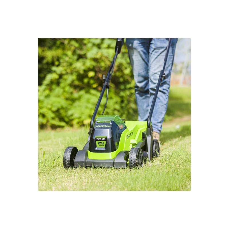 Greenworks - Tondeuse à gazon poussée Brushless 33cm 24V GREENWORKS - Batterie 2,0Ah - Chargeur - GD24LM33K2 - Image 3
