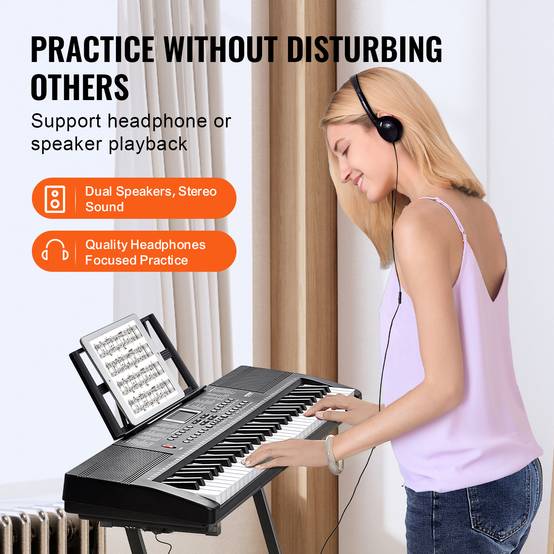 Clavier Piano Numérique 61 Touches – Électrique Portable Avec Micro, Haut-parleurs & USB-C Pour Débutants