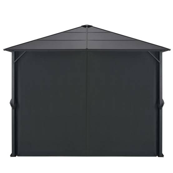 ComfortXL - Tonnelle de Jardin Aluminium Toit Polycarbonate avec Rideaux pour Terrasse Noir 3x3 m – ComfortXL Outdoor Living - Image 3