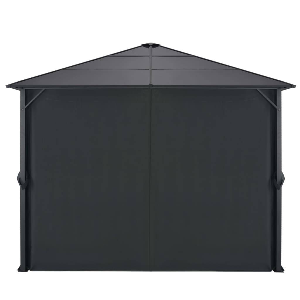 ComfortXL - Tonnelle de Jardin Aluminium Toit Polycarbonate avec Rideaux pour Terrasse Noir 3x3 m – ComfortXL Outdoor Living - Image 3