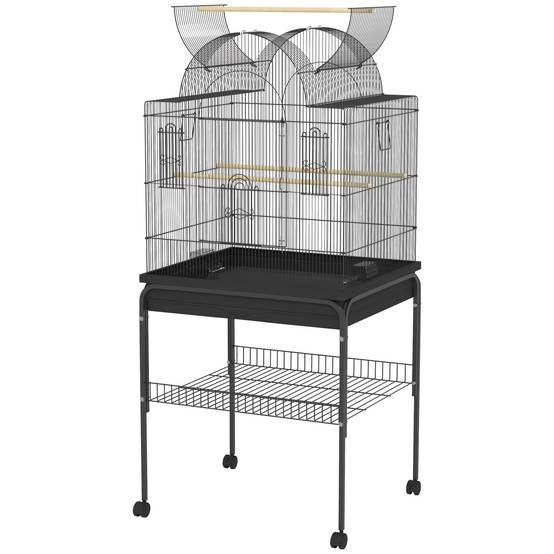 Cage à oiseaux métal noir 63 x 53 x 144 cm - PANGIVO - Image 2