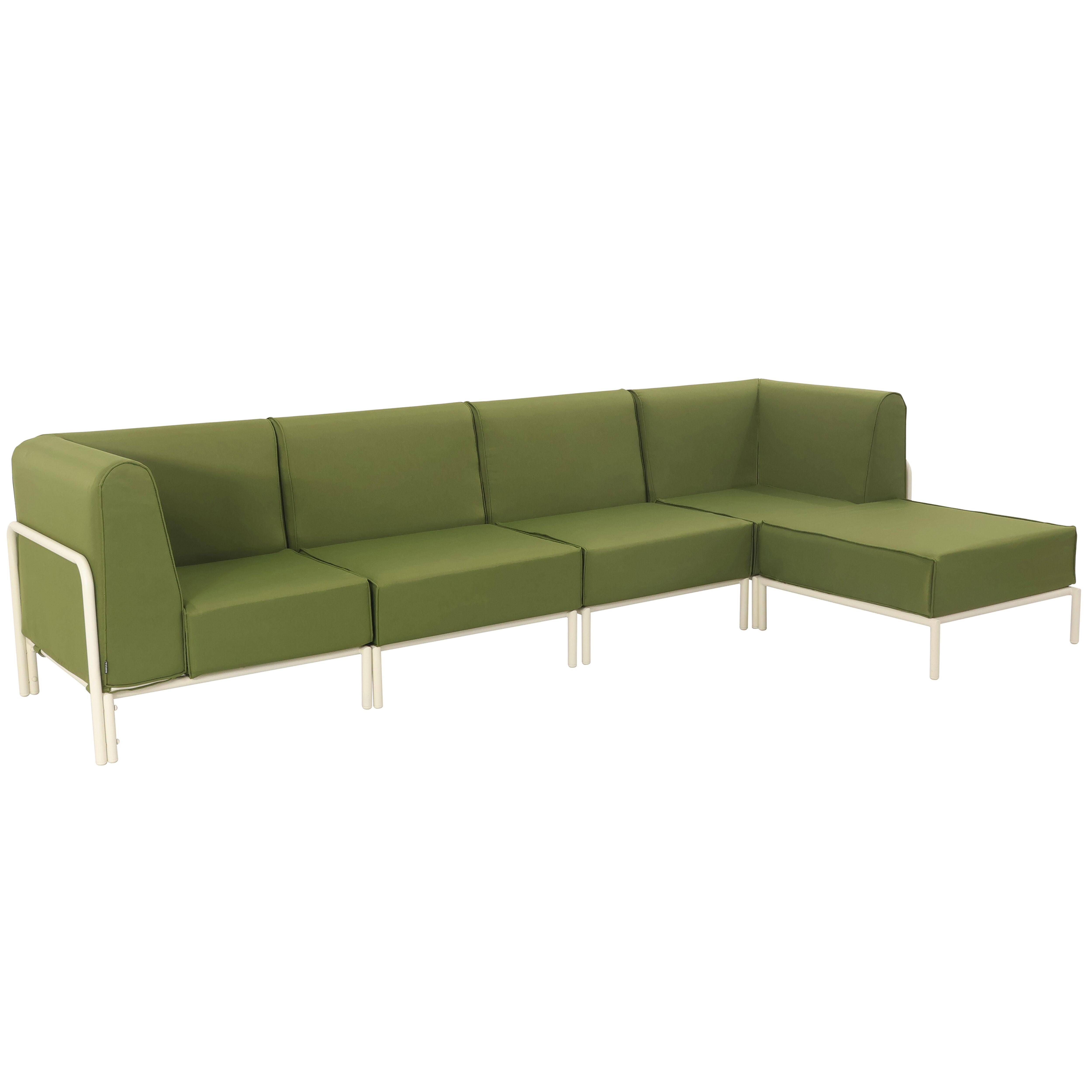 Oviala - Salon de jardin bas modulable uni 5 places vert kaki Patio - Oviala - Image 1