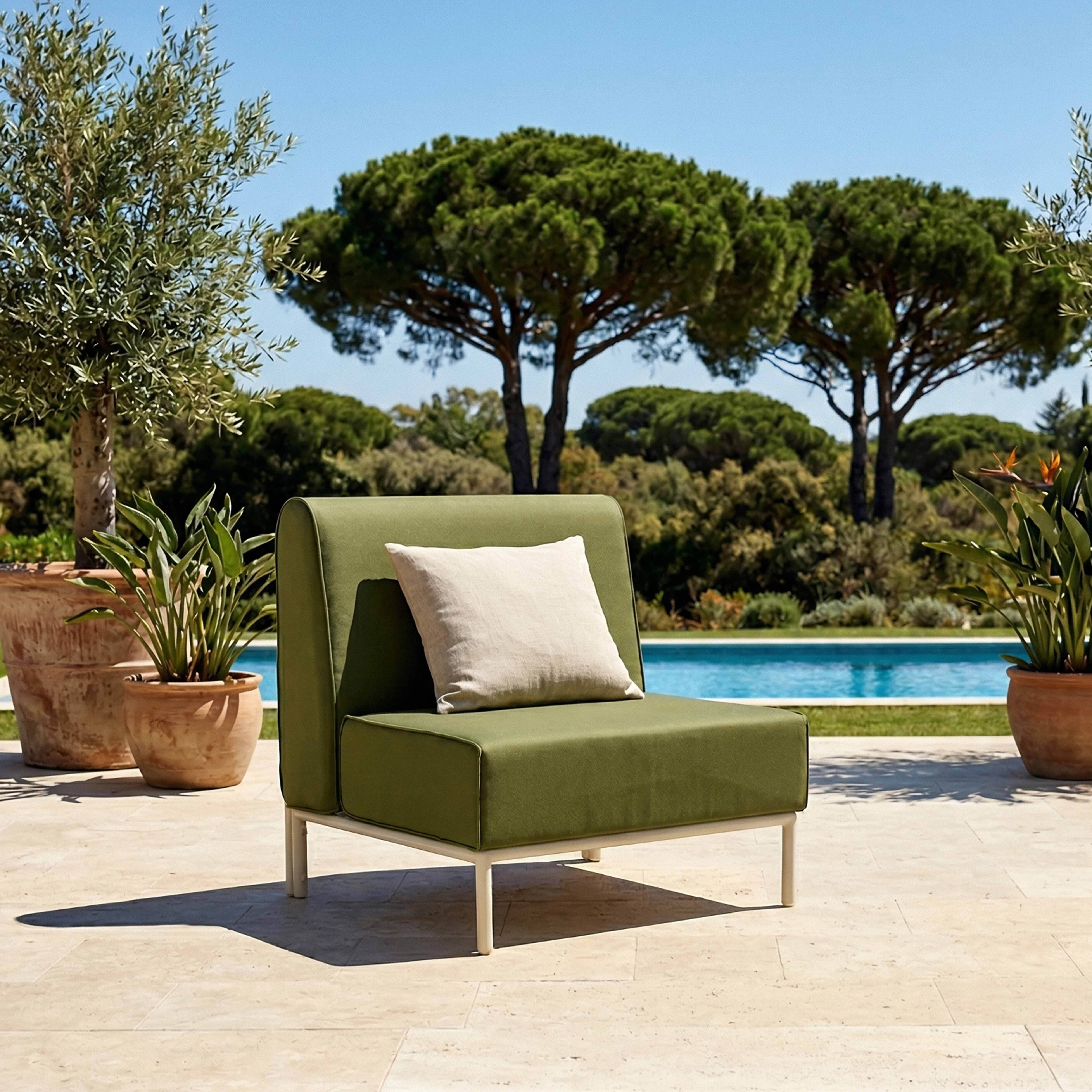 Oviala - Salon de jardin bas modulable uni 5 places vert kaki Patio - Oviala - Image 6