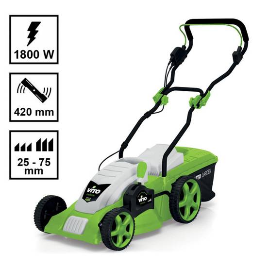 Tondeuse electrique 1800W Moteur induction Coupe 42 cm - 3 hauteurs de coupe - bac 50L VITO - Image 6