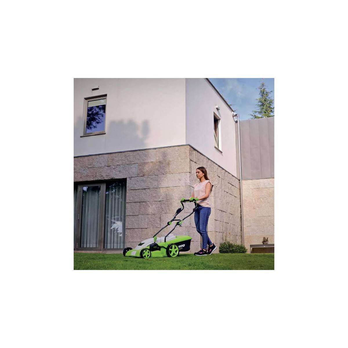 Tondeuse electrique 1800W Moteur induction Coupe 42 cm - 3 hauteurs de coupe - bac 50L VITO - Image 4