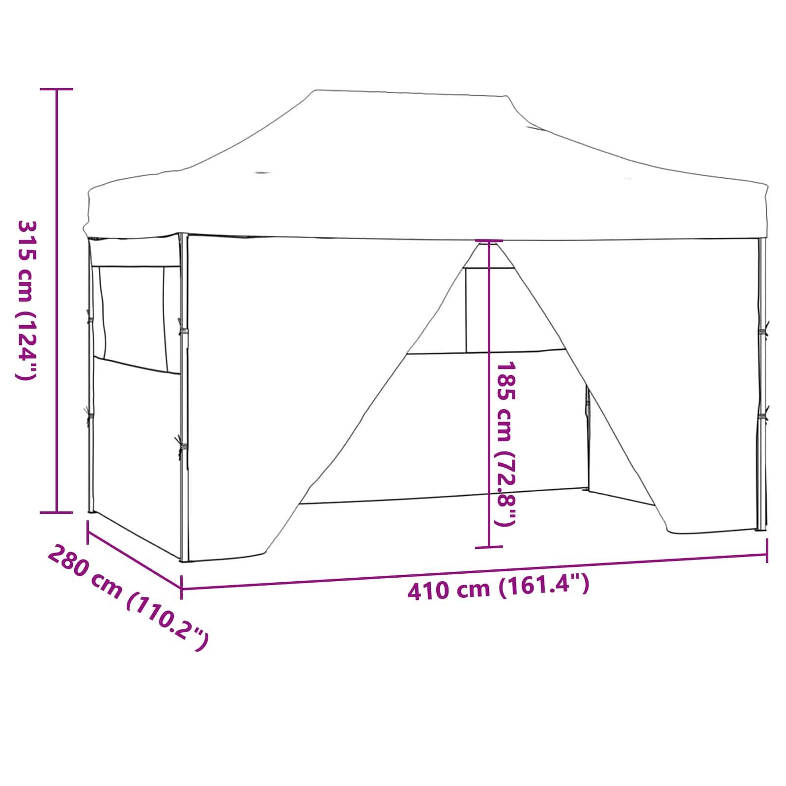 Tente de fête Tissu Oxford pour célébrations extérieures auvent pliable 280x410cm Bleu - ComfortXL Outdoor Living - Image 10