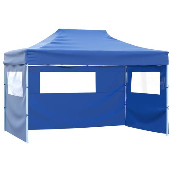 Tente de fête Tissu Oxford pour célébrations extérieures auvent pliable 280x410cm Bleu - ComfortXL Outdoor Living - Image 3