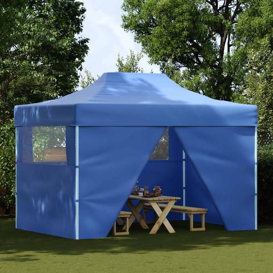 Tente de fête Tissu Oxford pour célébrations extérieures auvent pliable 280x410cm Bleu - ComfortXL Outdoor Living - Image 1