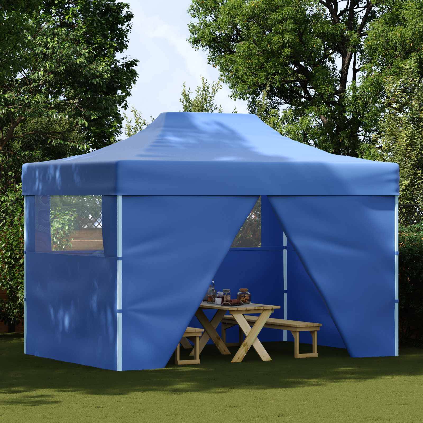 Tente de fête Tissu Oxford pour célébrations extérieures auvent pliable 280x410cm Bleu - ComfortXL Outdoor Living - Image 1