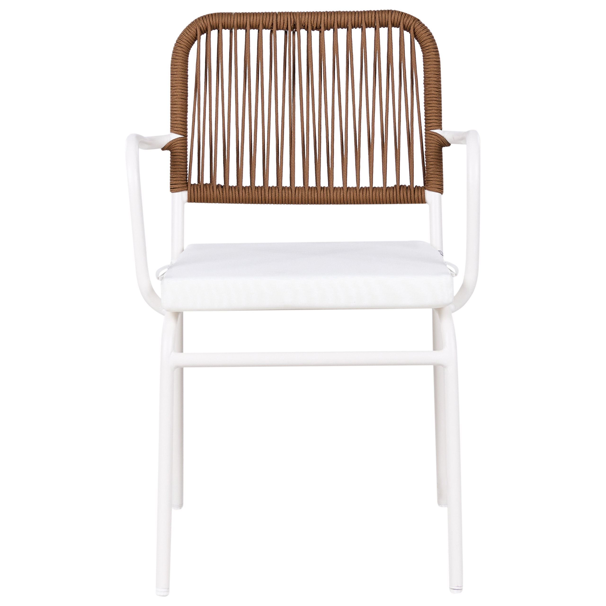 Lot de 8 Chaises de Jardin Blanc et Marron avec Structure en Aluminium Thermolaqué et Coussins Sièges Empilables pour l\'Extérieur - Image 5