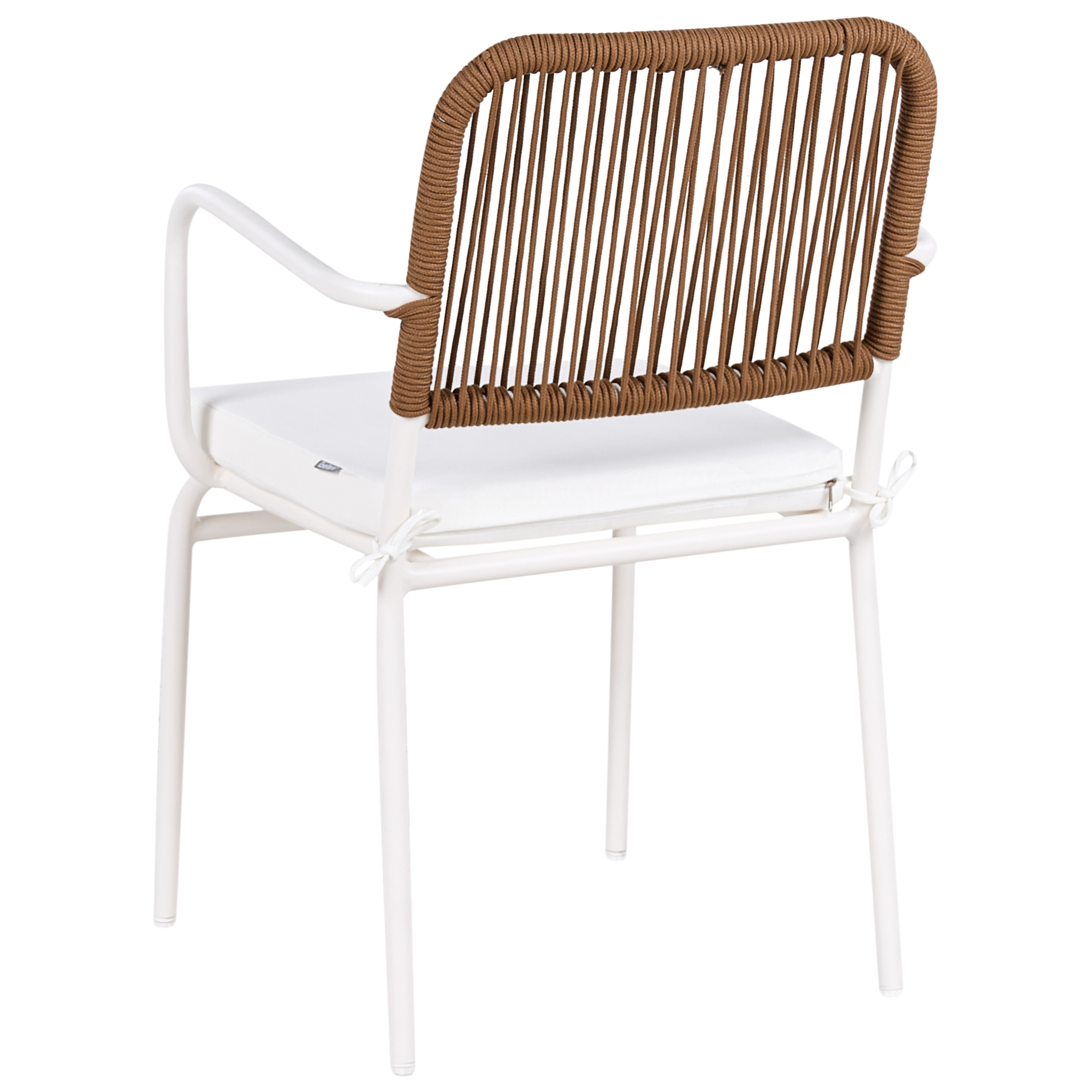 Lot de 8 Chaises de Jardin Blanc et Marron avec Structure en Aluminium Thermolaqué et Coussins Sièges Empilables pour l\'Extérieur - Image 6