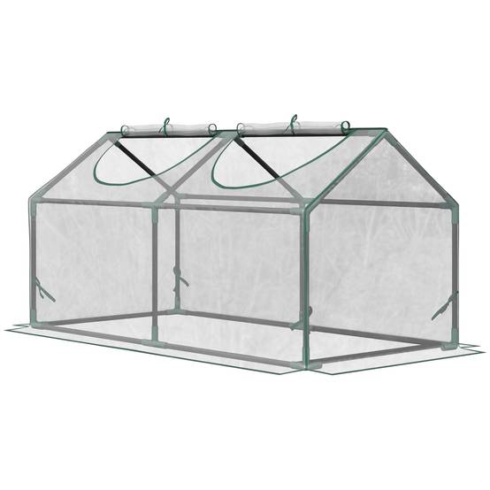 Serre de jardin mini serre 2 fenêtres enroulables couverture en PVC 120 x 60 x 60 cm transparent - Image 2