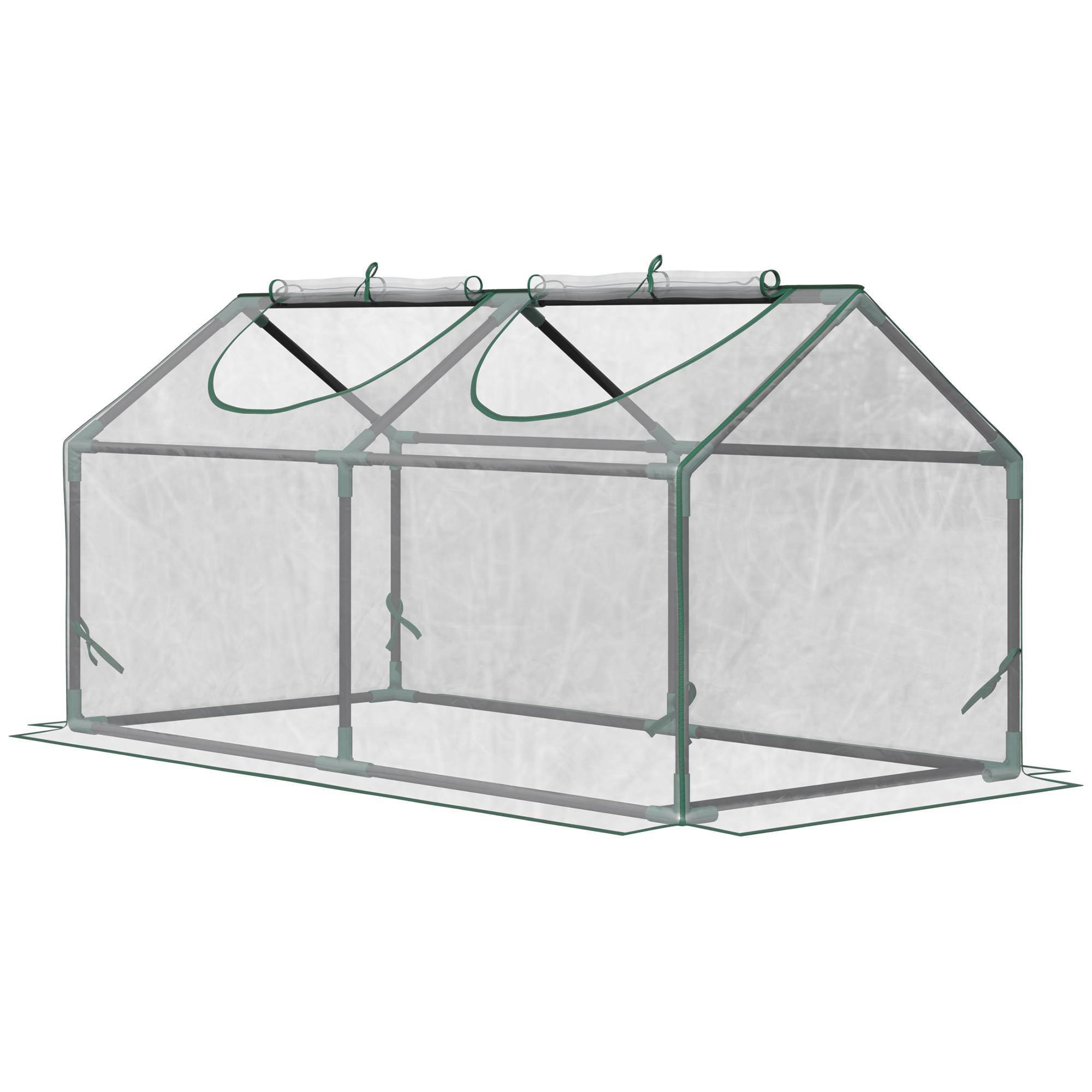 Serre de jardin mini serre 2 fenêtres enroulables couverture en PVC 120 x 60 x 60 cm transparent - Image 2