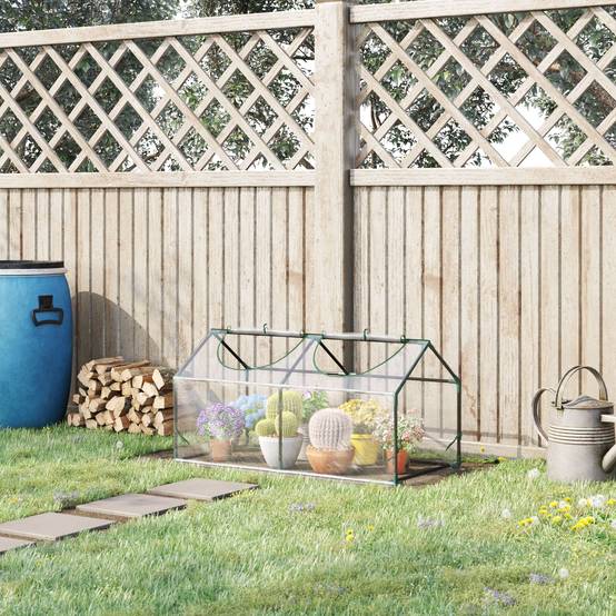 Serre de jardin mini serre 2 fenêtres enroulables couverture en PVC 120 x 60 x 60 cm transparent - Image 3