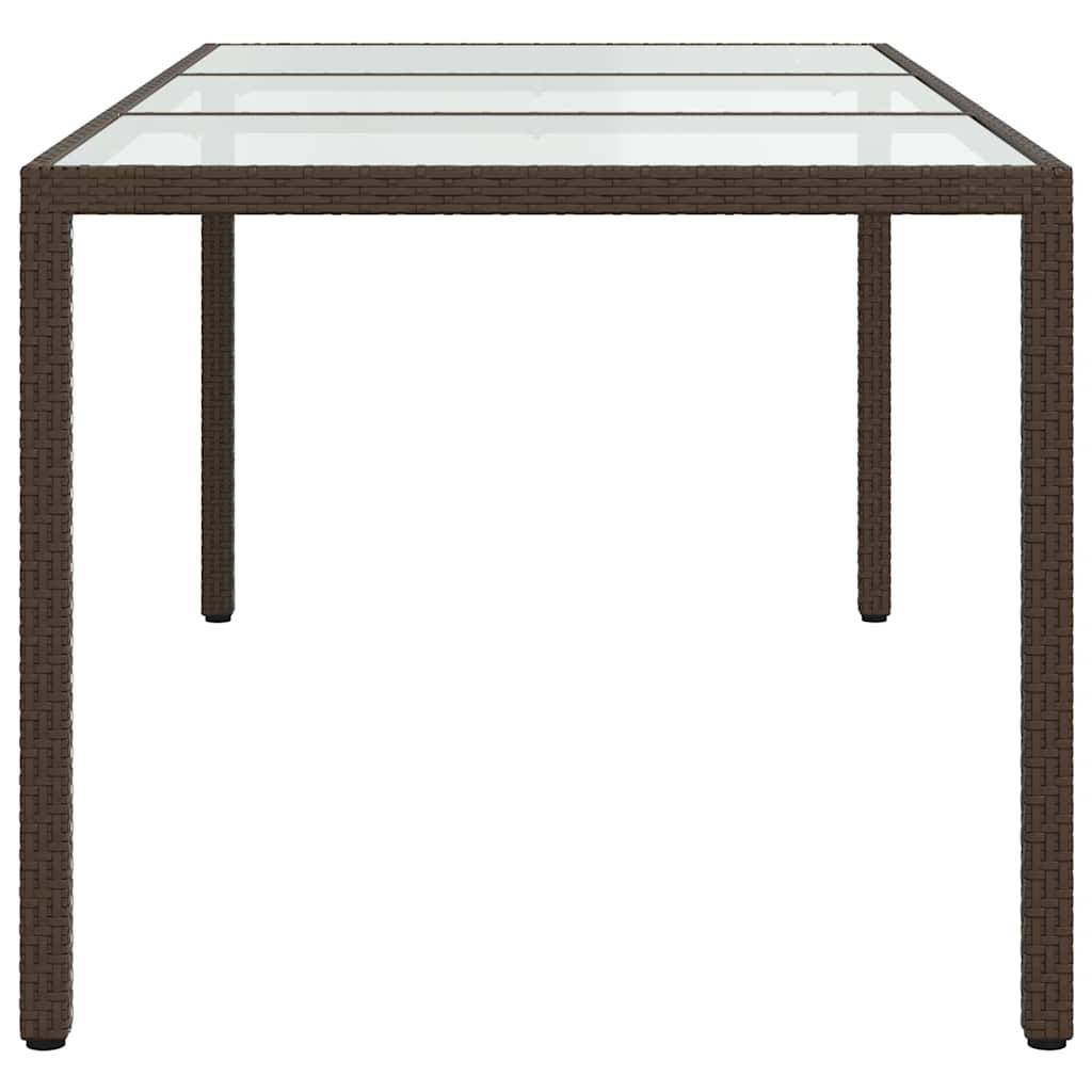 PANGIVO - Table de jardin marron verre trempé et résine tressée 190 x 90 x 75 cm - PANGIVO - Image 4