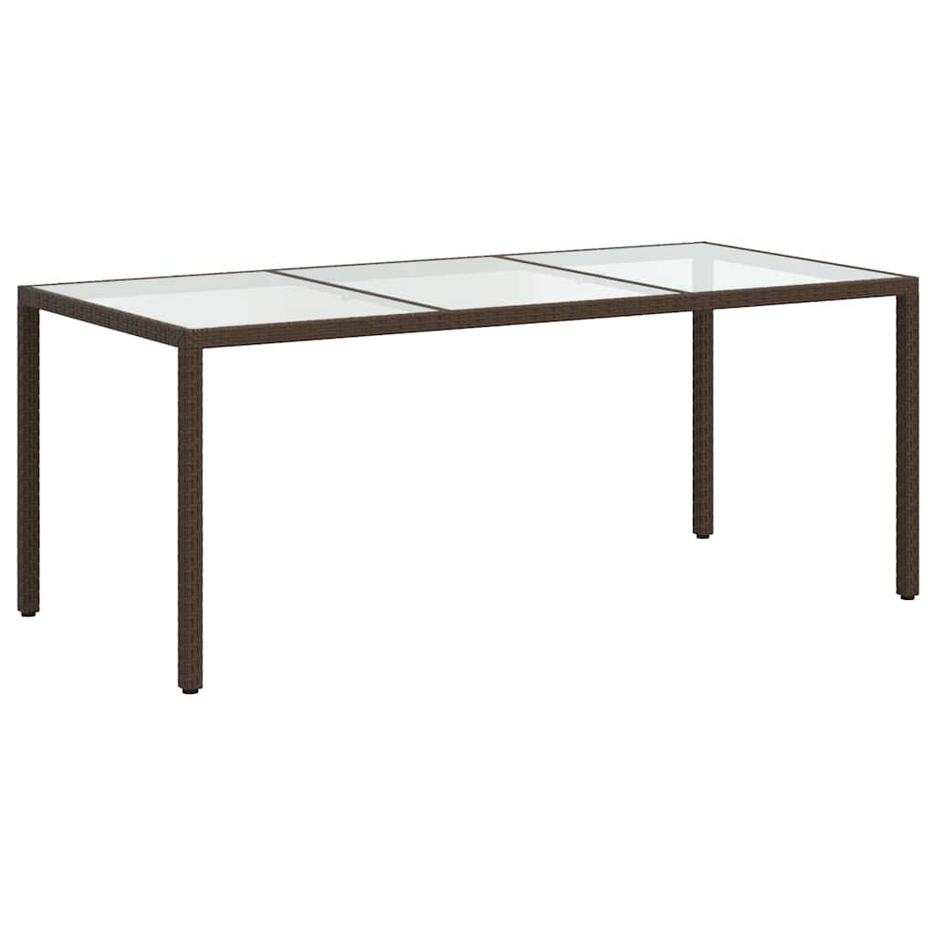 PANGIVO - Table de jardin marron verre trempé et résine tressée 190 x 90 x 75 cm - PANGIVO - Image 5