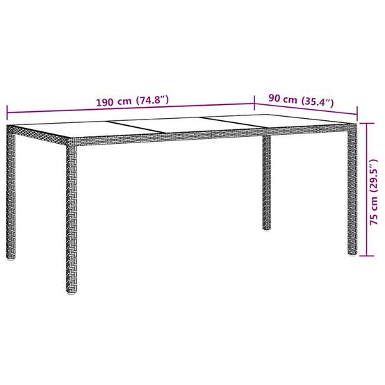PANGIVO - Table de jardin marron verre trempé et résine tressée 190 x 90 x 75 cm - PANGIVO - Image 7