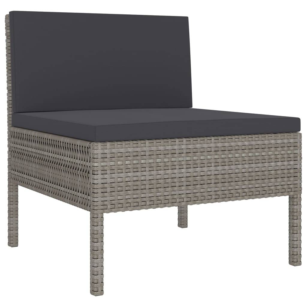 Helloshop26 - Salon de jardin meuble d'extérieur ensemble de mobilier 12 pièces avec coussins résine tressée gris - Image 2