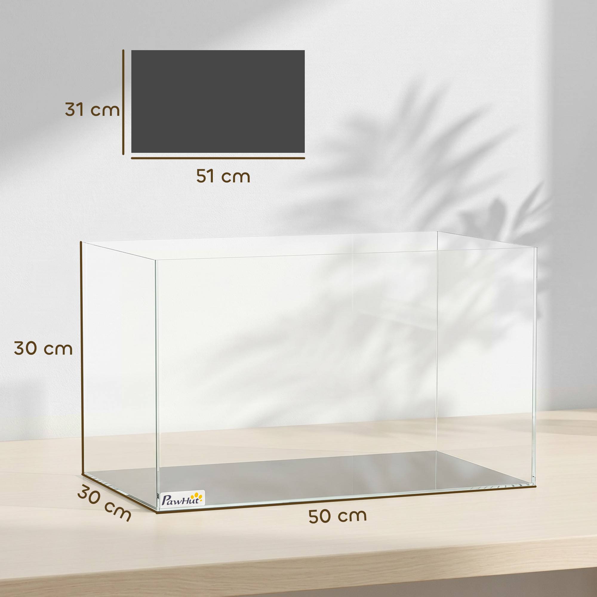 Sans Marque - Aquarium 43L en Verre Trempé avec Tapis de Protection Pour Poissons, Crevettes, Tortues, 50 x 30 x 30 cm, Transparent - Image 5