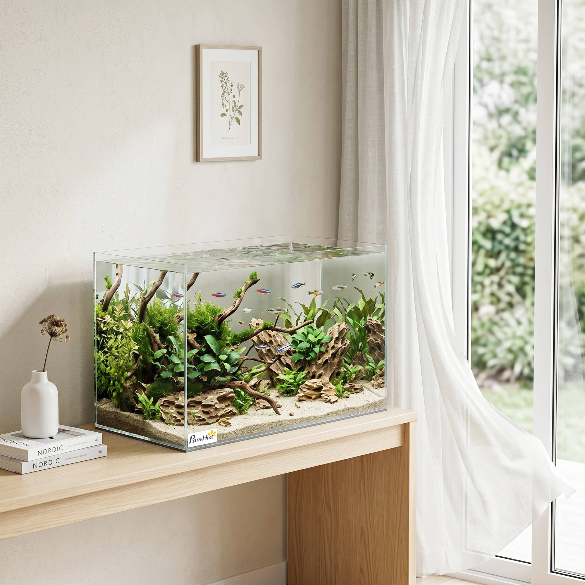 Sans Marque - Aquarium 43L en Verre Trempé avec Tapis de Protection Pour Poissons, Crevettes, Tortues, 50 x 30 x 30 cm, Transparent - Image 4