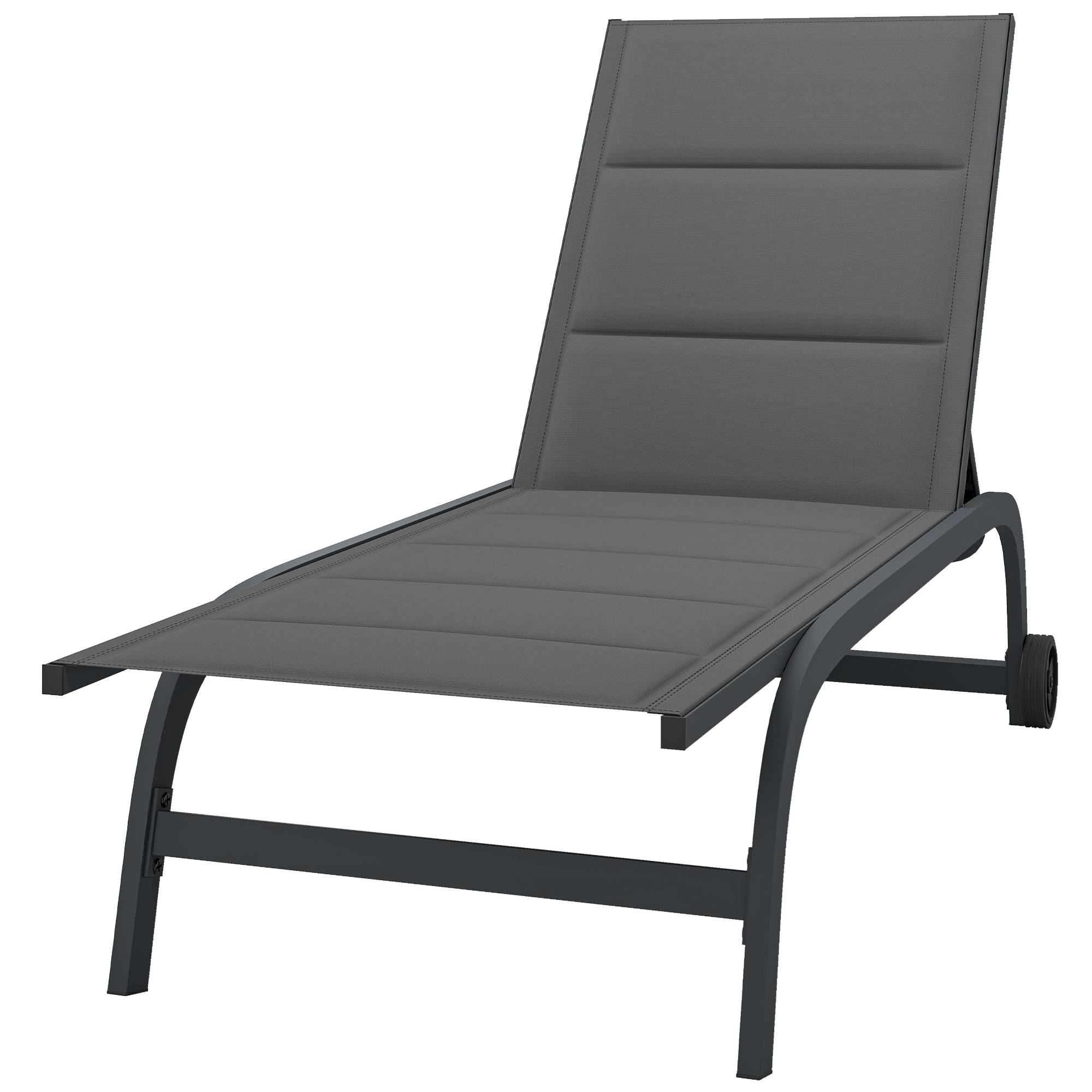 Bain de Soleil Dossier Réglable 6 Positions avec Roues - 62x165x94cm Aluminium Gris foncé fr24 - Image 2