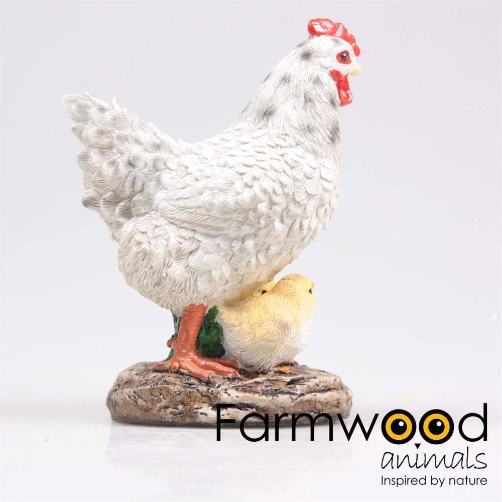 Farmwood Animals - Poule avec poussins en résine 15 x 11 x 20 cm - Image 2