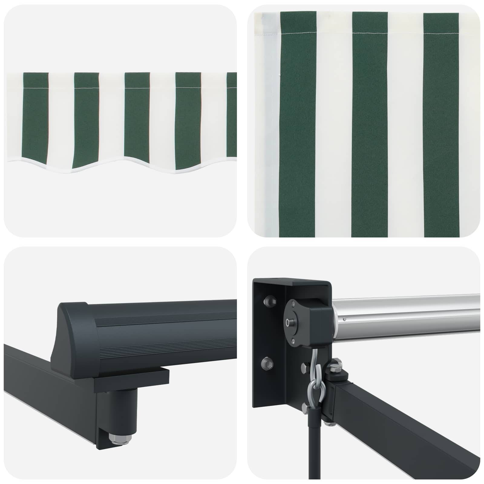PANGIVO - Store rétractable manuel aluminium polyester vert blanc anthracite 300 x 250 cm - PANGIVO - Image 9