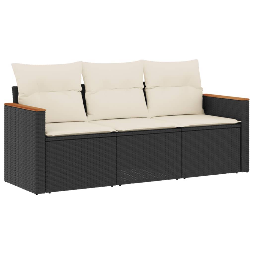 ComfortXL - Canapé d'Extérieur 3 Places Résine Tressée Modulable Salon de Jardin Noir et Blanc Crème – ComfortXL Outdoor Living - Image 2