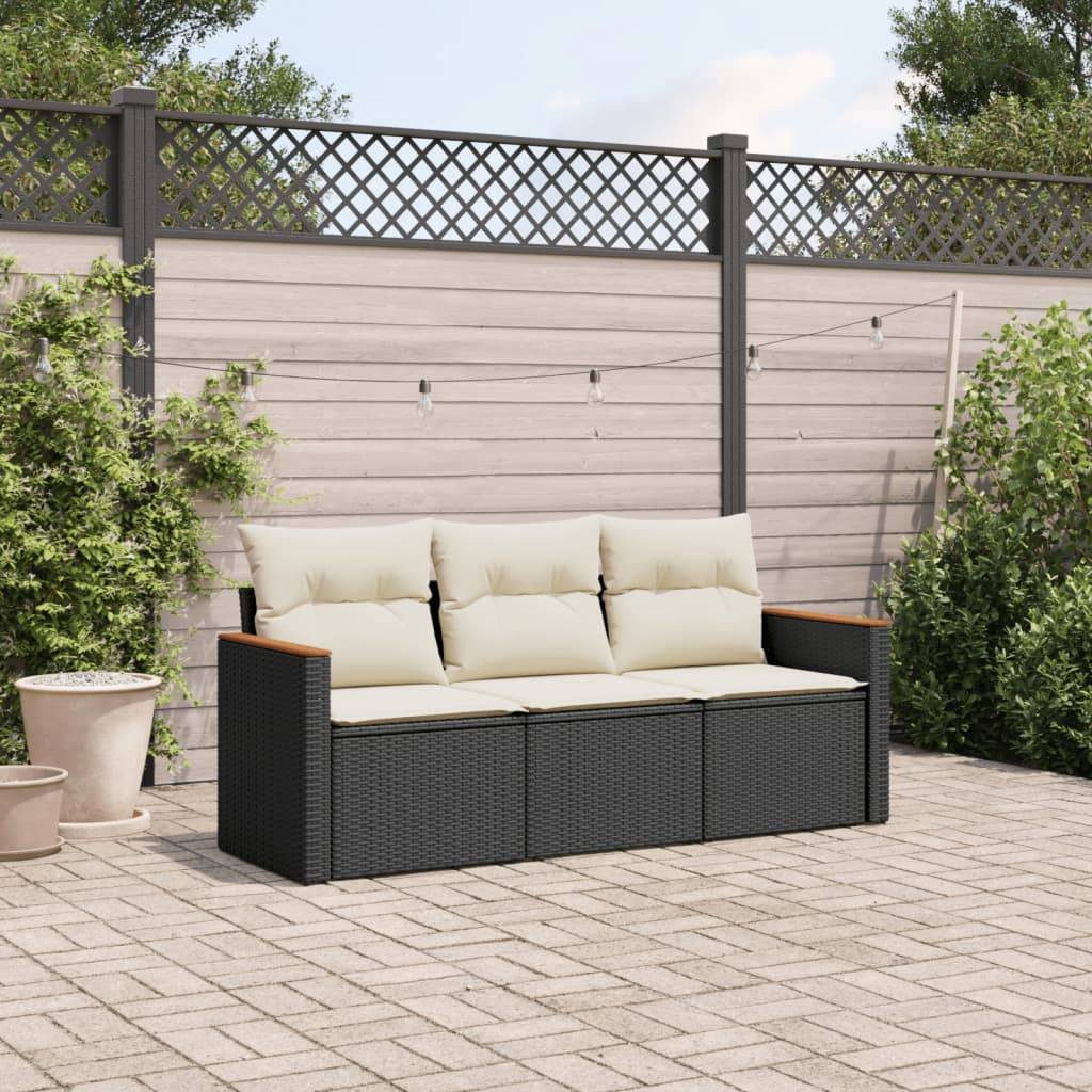 ComfortXL - Canapé d'Extérieur 3 Places Résine Tressée Modulable Salon de Jardin Noir et Blanc Crème – ComfortXL Outdoor Living - Image 1