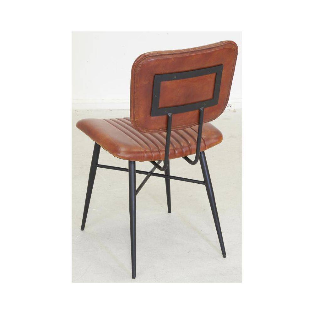 Aubry Gaspard - Chaise en cuir cognac et métal - Image 2