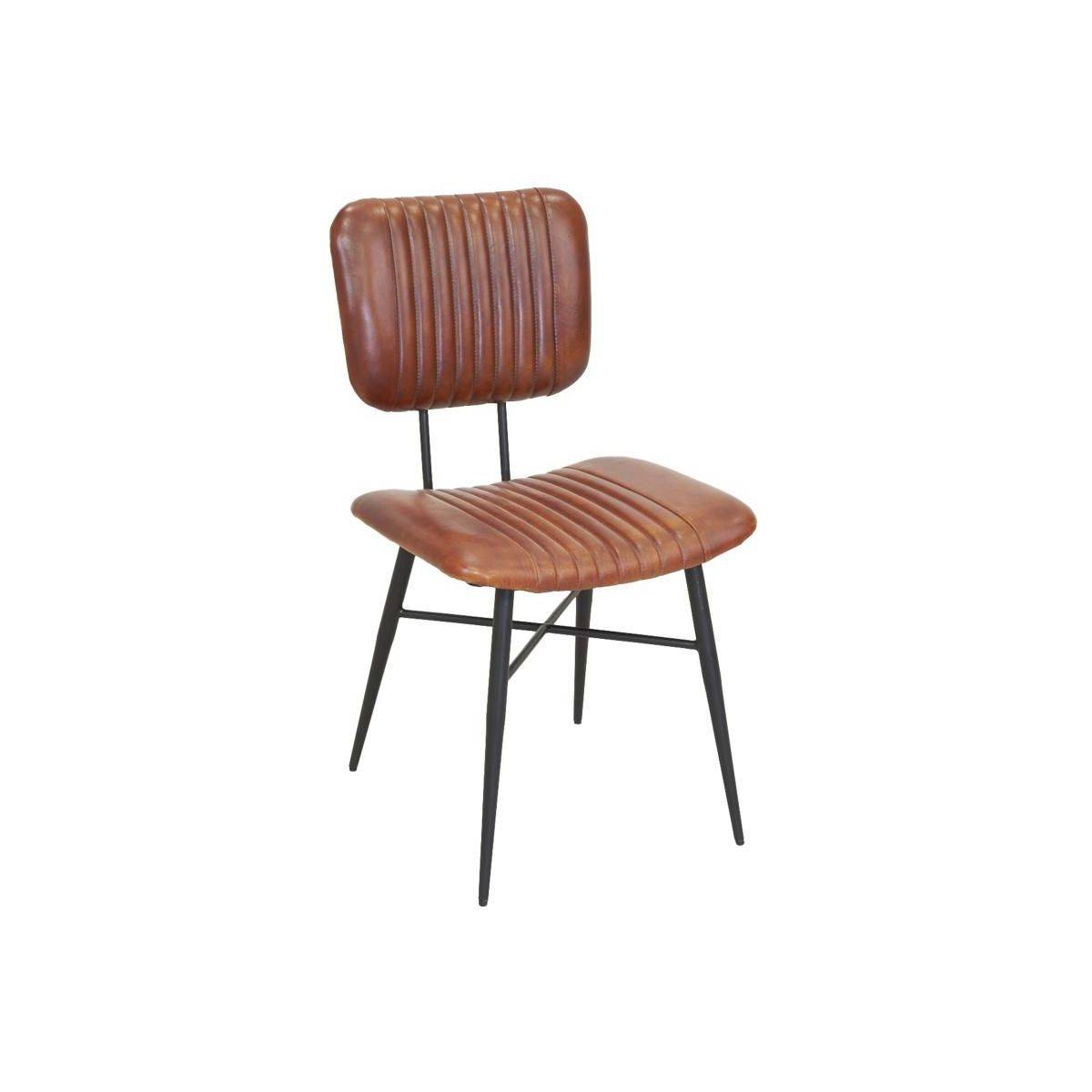 Aubry Gaspard - Chaise en cuir cognac et métal - Image 1